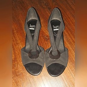 Black IMPO Stretch Sandals with low heel